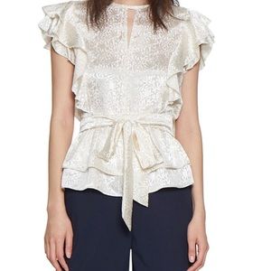 WALTER  BAKER Coffey Printed Tiered Peplum Top
